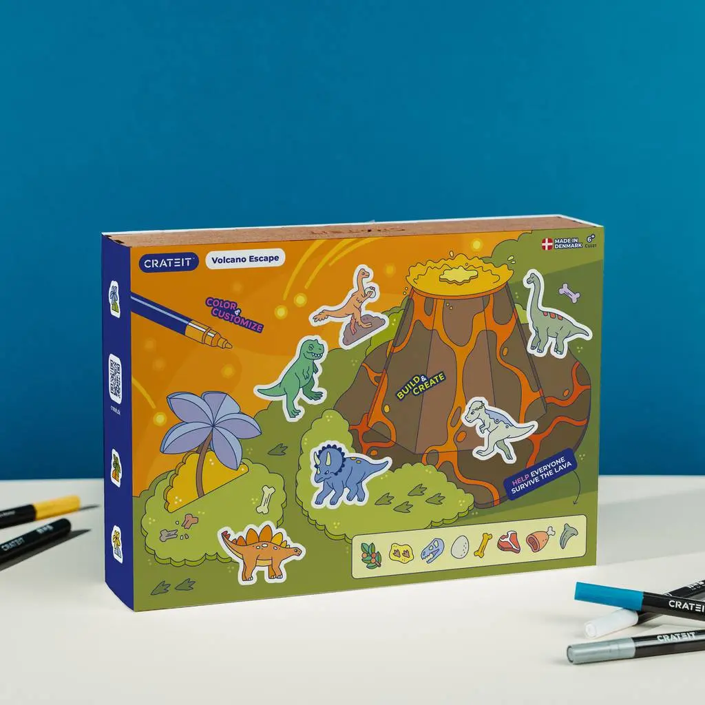 Crateit - Dinosaur - Wooden toy -  Volcano Escape