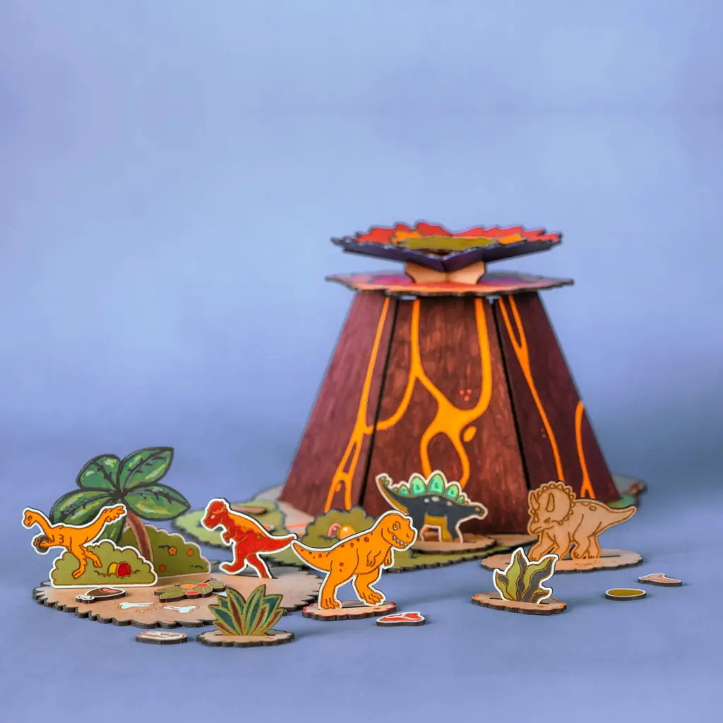 Crateit - Dinosaur - Wooden toy - Volcano Escape