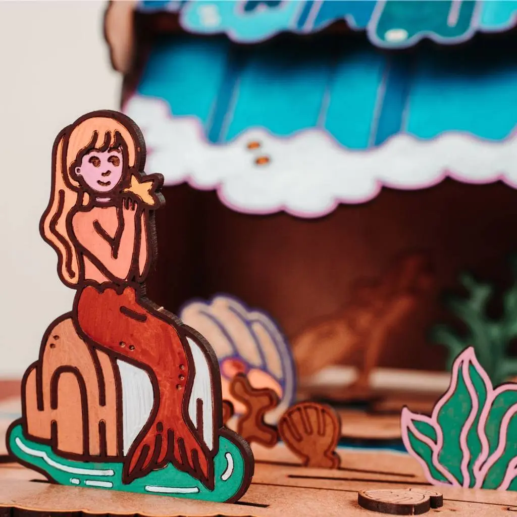 Crateit - The Little Mermaid - Wooden Toy - Seashell Shore