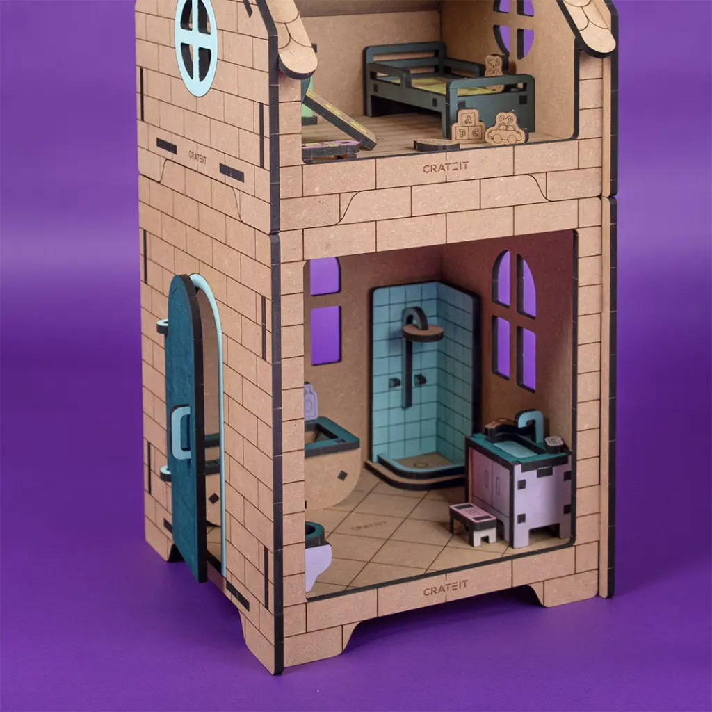 Crateit Roomies - Wooden toy - Bathroom & Bedroom - The Bubble Nest