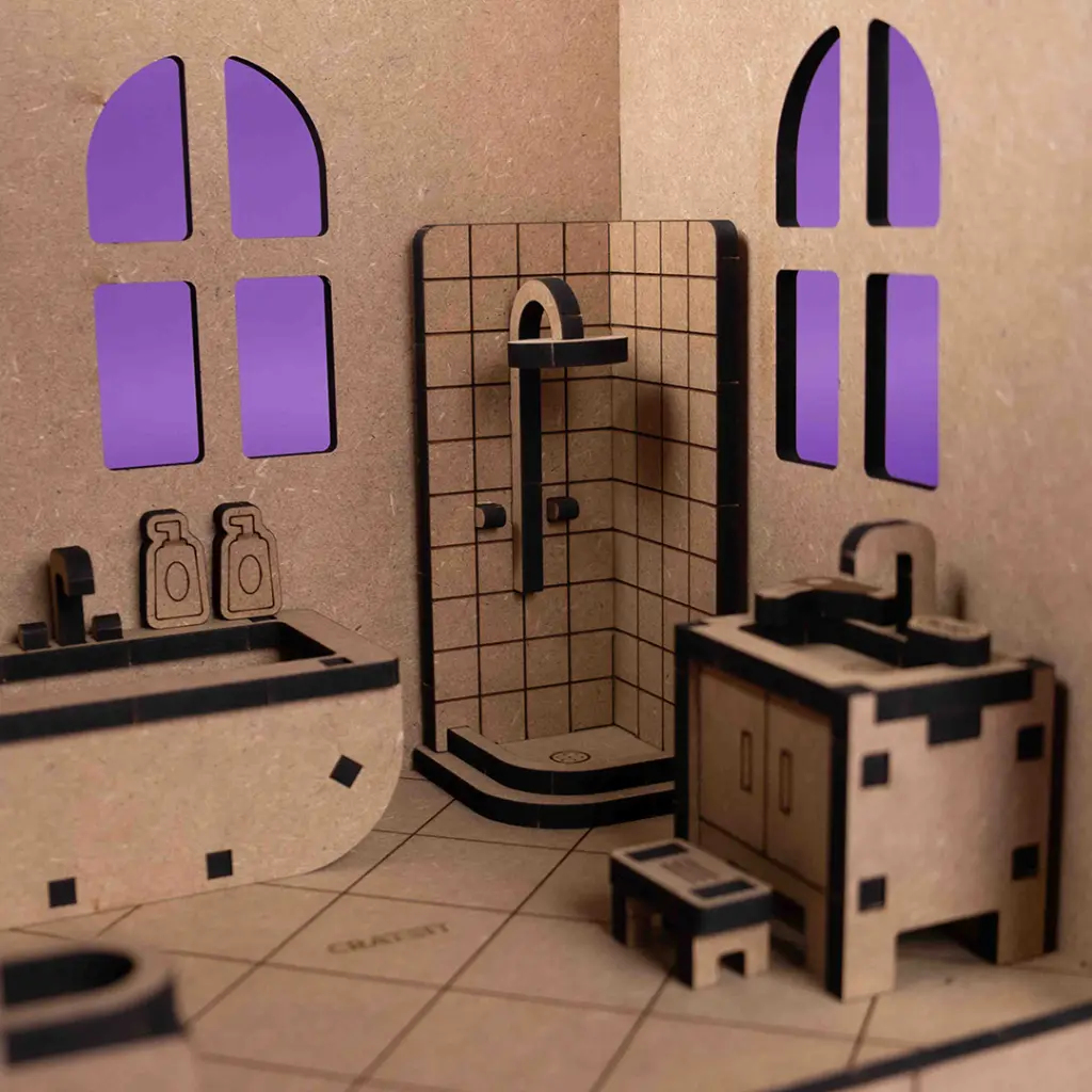 Crateit Roomies - Wooden toy - Bathroom & Bedroom - The Bubble Nest