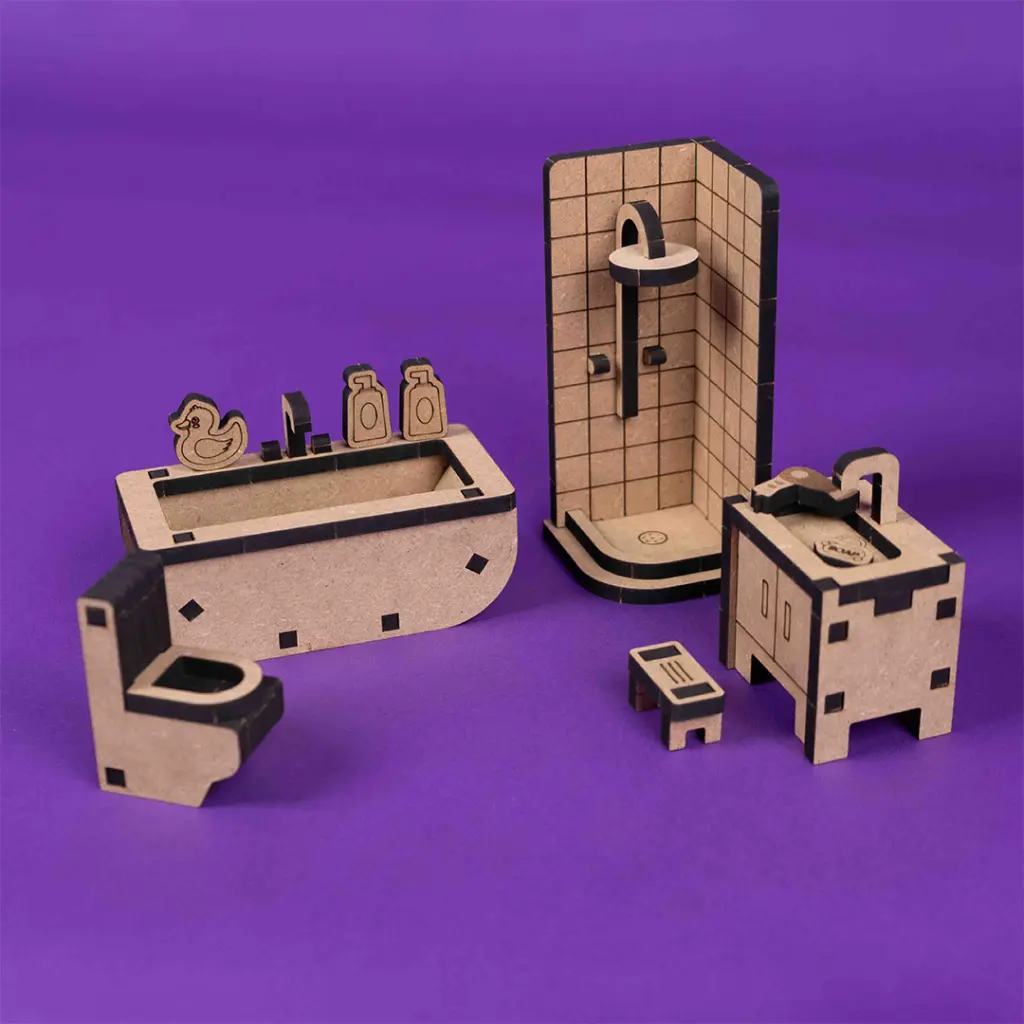 Crateit Roomies - Wooden toy - Bathroom & Bedroom - The Bubble Nest