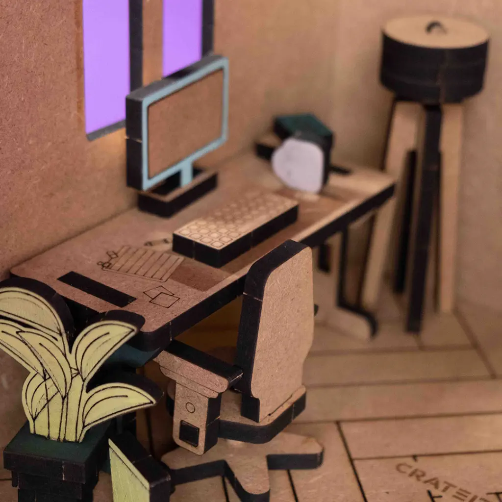 Crateit Roomies - Wooden toy - Office & Balcony - The Cloud Office