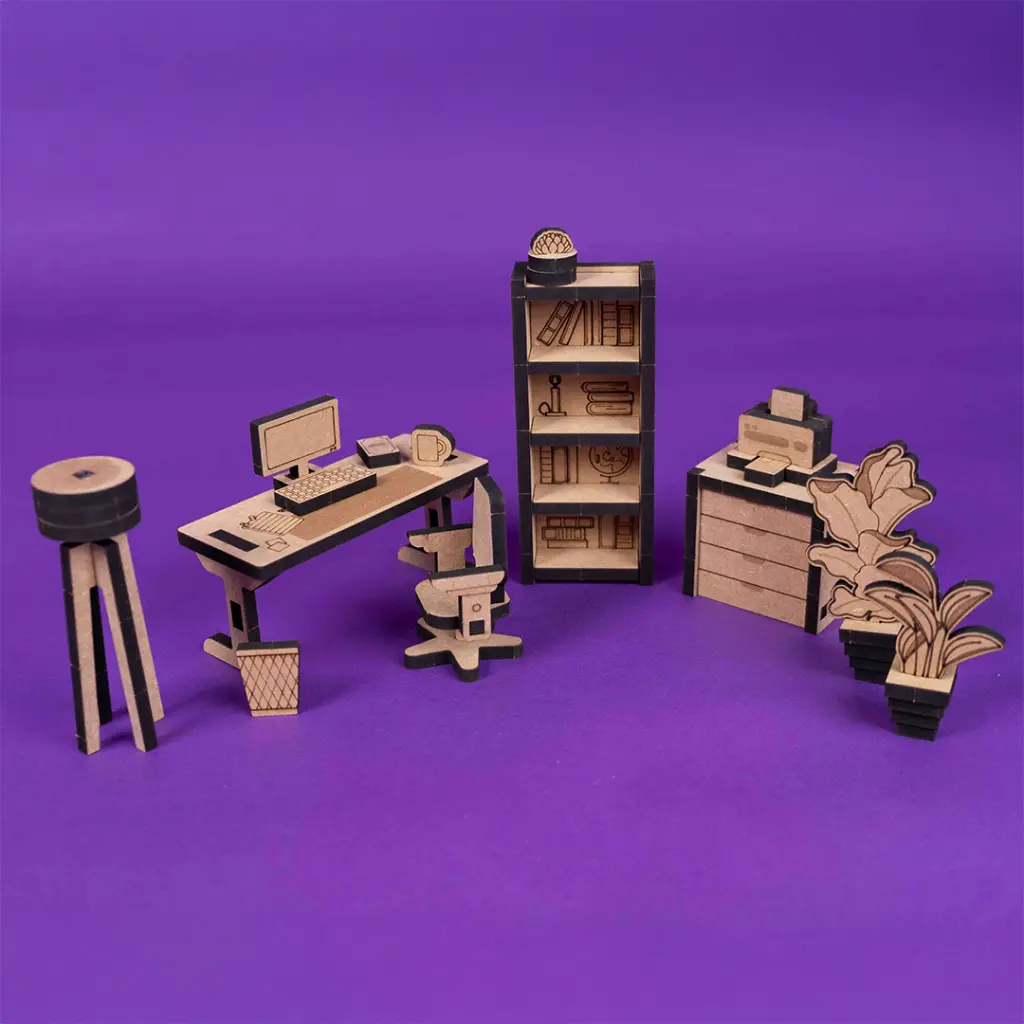 Crateit Roomies - Wooden toy - Office & Balcony - The Cloud Office