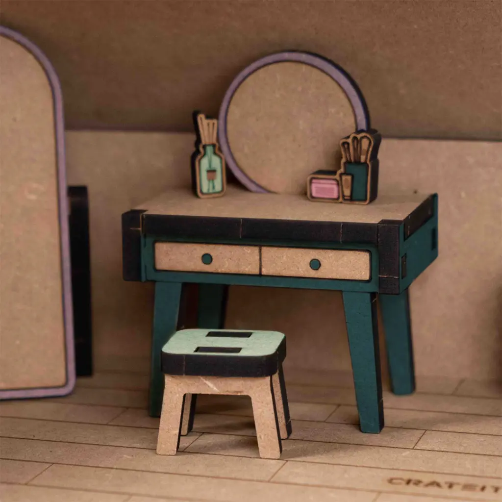 Crateit Roomies - Wooden toy - Kitchen & Bedroom - Breakfast in Bed