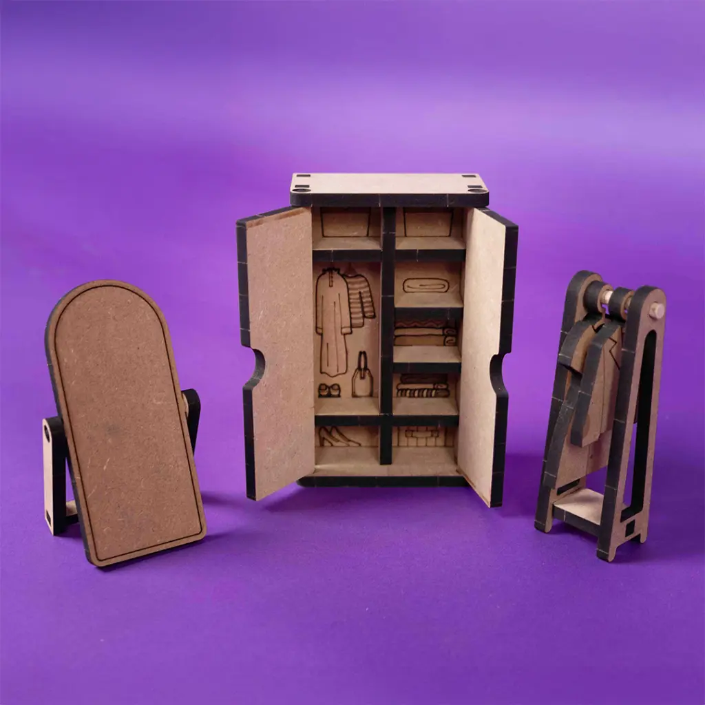 Crateit Roomies - Wooden toy - Kitchen & Bedroom - Breakfast in Bed