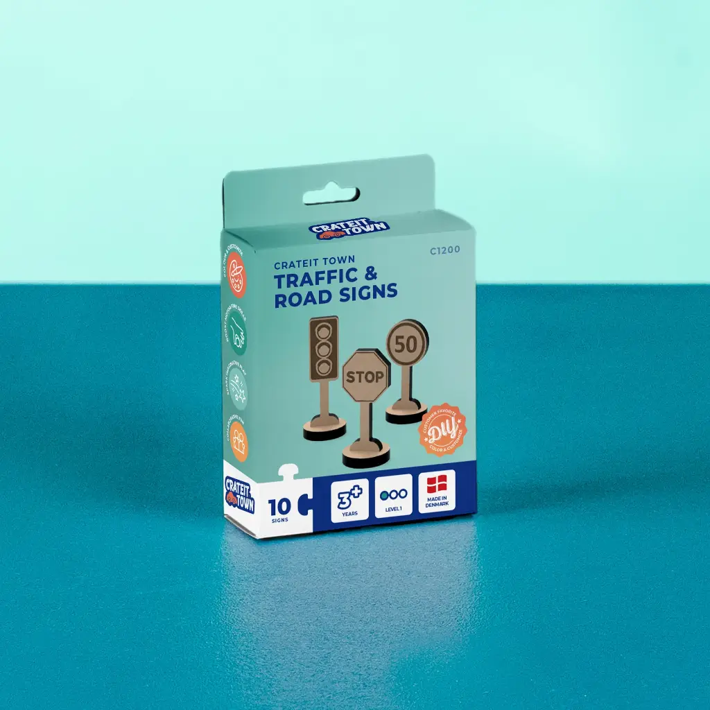 Crateit Town - Wooden toy - Traffic & Road Signs Pack