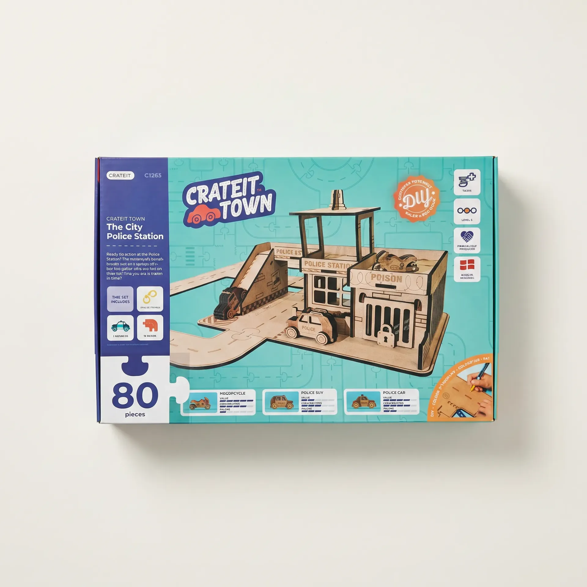 [C1263] Crateit Town - Wooden toy - Police Station