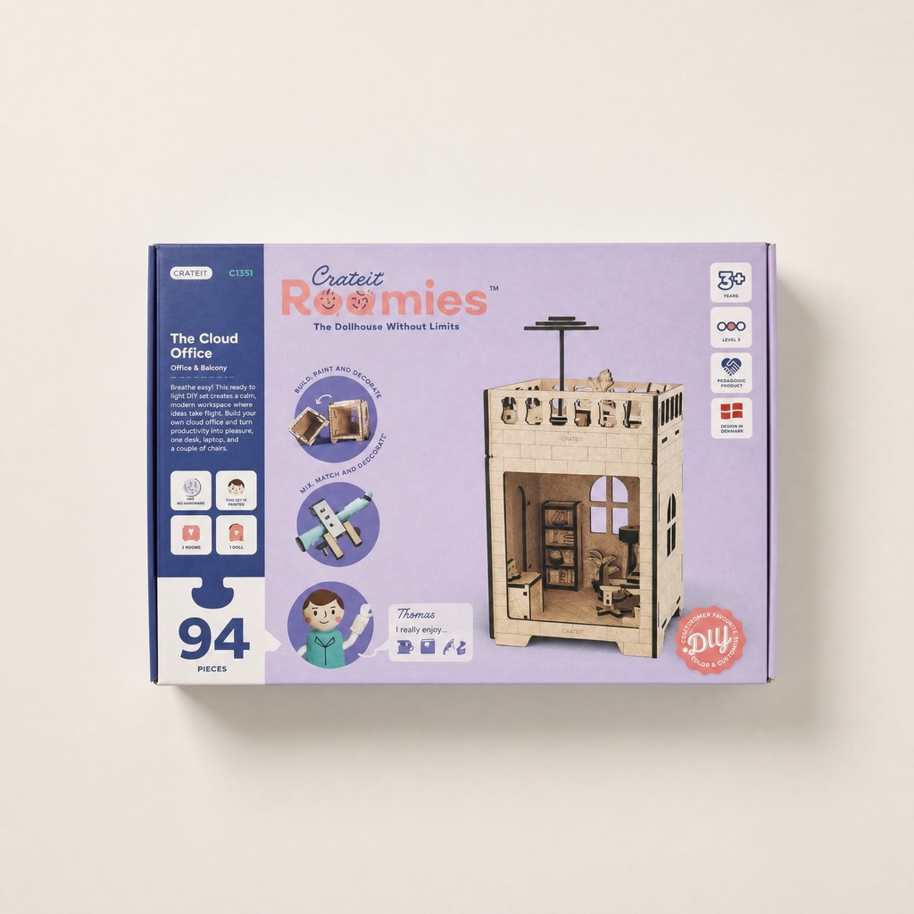 [C1351] Crateit Roomies - Wooden toy - Office & Balcony - The Cloud Office