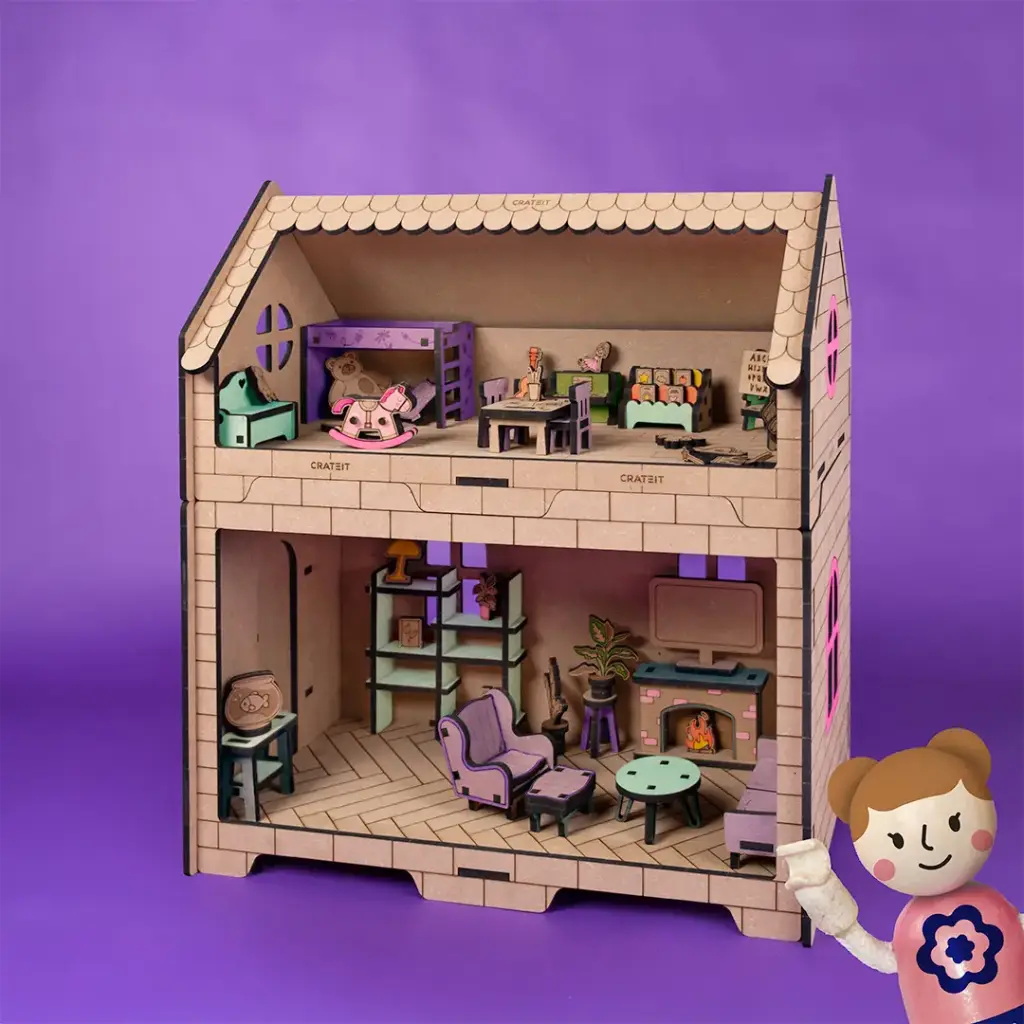 [C1352] Crateit Roomies - Wooden toy - Couch & Crayons - Livingroom & Playroom