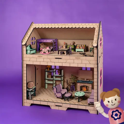 [C1352] Crateit Roomies - Wooden toy - Living Room & Playroom - Couch & Crayons